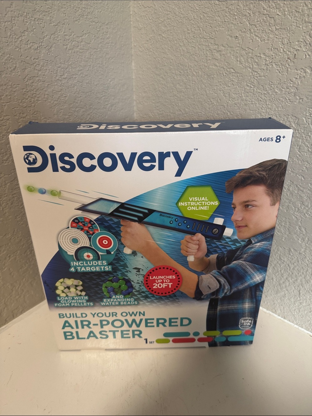 Discovery Blue Air-Powered Blaster Toy with Target Set